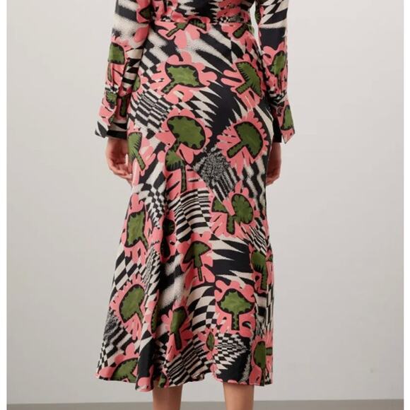 Untitled in Motion Black Bias Cut Midi Skirt LARGE Mushroom Designer Career $262 - Picture 3 of 11